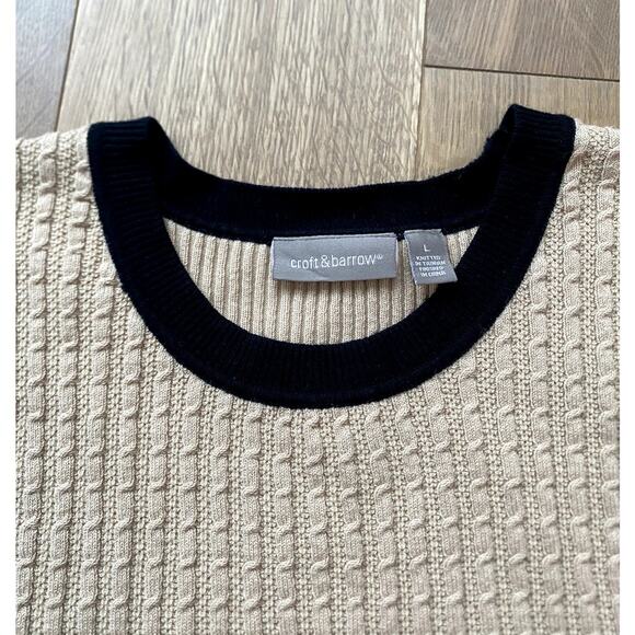 Croft & Barrow Cream and Black Contrast Textured Sweater Vest size Large - Picture 3 of 5